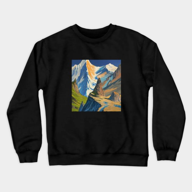 Mountain Fauna Woods Cloud Outdoor Rock Crewneck Sweatshirt by Flowering Away